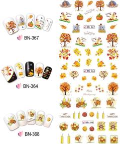 img 2 attached to Thanksgiving Maple Leaves & Pumpkin Nail Stickers Set - 12 Sheets of Water Transfer Nail Art Decals for Autumn Inspired Acrylic Nails, Manicure Tips, Charm Accessories, and Design Supplies