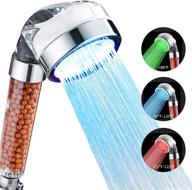 cobbe handheld shower head - high pressure water saving filtered led showerheads with auto color changing - ideal for bathroom spray logo