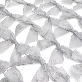 img 1 attached to 🎀 Silver Organza Bow Twist Ties for Favors and Treat Bags (1.5 Inches, Pack of 36)