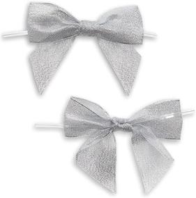 img 4 attached to 🎀 Silver Organza Bow Twist Ties for Favors and Treat Bags (1.5 Inches, Pack of 36)