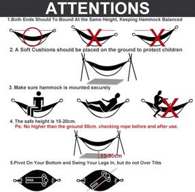 img 2 attached to 🏕️ Camping Hammock - Double & Single Portable Hammocks with 2 Tree Straps and Carabiners - Easy Assembly - Lightweight Parachute Nylon Hammocks for Backpacking, Travel, Beach, Backyard, Hiking (Red/Black)