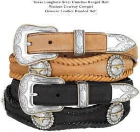 img 3 attached to Western Cowboy Matching Conchos Leather Men's Accessories for Belts