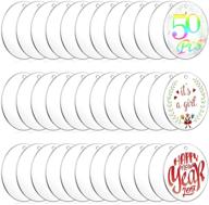 🎨 clear acrylic ornament blanks - set of 50, 3 inch round circles with hole for vinyl, keychain, engraving & craft projects by caffox logo