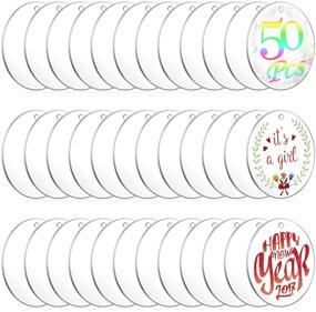 img 4 attached to 🎨 Clear Acrylic Ornament Blanks - Set of 50, 3 Inch Round Circles with Hole for Vinyl, Keychain, Engraving & Craft Projects by Caffox