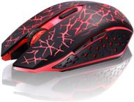 tenmos k6 rechargeable wireless gaming mouse – silent led optical computer mice with usb receiver, 6 buttons, 3 adjustable dpi levels, and auto sleep feature – compatible with laptop, pc, notebook (red light) логотип