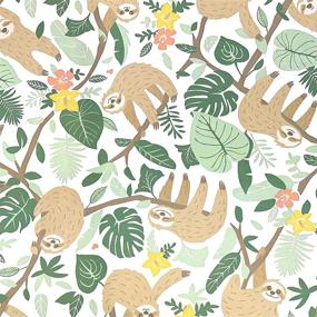 img 1 attached to 🌿 Premium Rainforest-themed Sleeping Sloths Gift Wrap Roll – 24" x 15' inch
