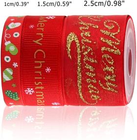 img 3 attached to 🎄 Christmas Ribbons for Crafts: 20 Pieces of 3 Sizes | Holiday Printed Grosgrain, Organza, Satin Ribbons | Metallic Glitter Fabric | Bulk Gift Wrapping Bows (20x2yd)