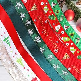 img 1 attached to 🎄 Christmas Ribbons for Crafts: 20 Pieces of 3 Sizes | Holiday Printed Grosgrain, Organza, Satin Ribbons | Metallic Glitter Fabric | Bulk Gift Wrapping Bows (20x2yd)