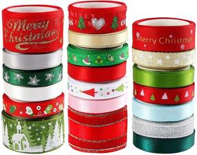 img 4 attached to 🎄 Christmas Ribbons for Crafts: 20 Pieces of 3 Sizes | Holiday Printed Grosgrain, Organza, Satin Ribbons | Metallic Glitter Fabric | Bulk Gift Wrapping Bows (20x2yd)