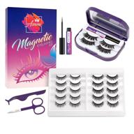 👁️ asani magnetic eyeliner and eyelashes bundle - 10 pairs of reusable natural magnetic lashes and 2 pairs of fluffy magnetic eyelashes, including 2 tubes of magnetic eyeliner with scissors, tweezers, and mirror case logo