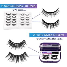 img 2 attached to 👁️ Asani Magnetic Eyeliner and Eyelashes Bundle - 10 Pairs of Reusable Natural Magnetic Lashes and 2 Pairs of Fluffy Magnetic Eyelashes, Including 2 Tubes of Magnetic Eyeliner with Scissors, Tweezers, and Mirror Case