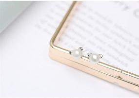 img 1 attached to 🐶 SLUYNZ Platinum-Plated 925 Sterling Silver Freshwater Pearl Puppy Stud Earrings for Women Teen Girls, Cute Dog Design