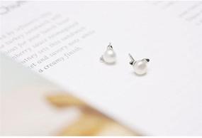 img 2 attached to 🐶 SLUYNZ Platinum-Plated 925 Sterling Silver Freshwater Pearl Puppy Stud Earrings for Women Teen Girls, Cute Dog Design