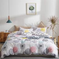 🛏️ colorful circles print reversible comforter set - king size pink yellow gray blue dots design | down alternative 800 tc duvet sets with microfiber comforter and 2 pillow shams for winter | uozzi bedding logo