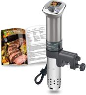 🍲 sous vide cooker ultra-quiet with color lcd, ipx7 waterproof circulator cooker by kitchenboss - 1100 watts, brushless dc motor, and sous vide cookbook (g320 silver) логотип