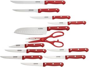 img 1 attached to Enhance Your Culinary Skills with the 🔪 Masterchef 13-Piece Knife Set with Block in Vibrant Red