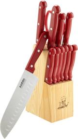 img 2 attached to Enhance Your Culinary Skills with the 🔪 Masterchef 13-Piece Knife Set with Block in Vibrant Red