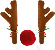 🦌 zataye автомобильные рожки и нос оленя: праздничный рождественский костюм для автомобиля suv van truck, набор украшений для автомобиля на праздники с оленем рудольфом на крыше и решетке, включает колокольчик и набор подарков на рождество. логотип