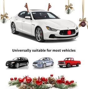 img 1 attached to 🦌 ZATAYE Car Reindeer Antlers & Nose: Festive Christmas Costume Auto Accessories for Car SUV Van Truck, Holiday Car Decoration Kit with Window Roof-Top & Grill Rudolph Reindeer Design, Includes Jingle Bell & Xmas Gift Set