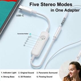 img 3 attached to 🎧 USB C в 3,5 мм стерео усилитель адаптер - Улучшенный бас, объемный звук и многое другое. Тип-С к Aux 3,5 мм аудио конвертер для Samsung Galaxy Note 10, Google Pixel 4 3 2 XL, OnePlus 7, Nintendo