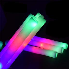 img 4 attached to 🎉 24 PCS LED Foam Light Sticks - Flashing Light Up Glow Batons - Multicolor Foam Glow Bulk in The Dark - 3 Modes - Party Supplies for Weddings, DJ Wands, Concerts, and Birthdays