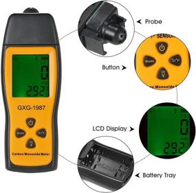 img 2 attached to 🔍 GXG-1987 AS8700A Handheld Carbon Monoxide Meter: High Accuracy 0-1000PPM CO Gas Detector with LCD Backlit Display - Yellow