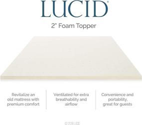 img 2 attached to LUCID Queen Size 2-Inch Traditional Foam Mattress Topper - Ventilated, Hypoallergenic, Conforming Support