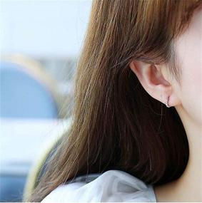 img 2 attached to Minimalist Small Hoop Earrings for Women Girls - S925 Sterling Silver Pierced Ear Sleeper Huggie Mini Hoops | Cartilage Tragus, Irregular Dot Hinged Fashion Jewelry