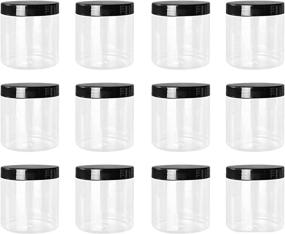 img 4 attached to 🍯 Lawei 12 Pack Clear Plastic Jars with Lids - 15 oz Slime Containers for Dry Goods, Nuts, and More - Plastic Mason Jars