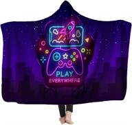 fullentiart hooded blanket: cozy throw blanket for babies, sofas, beds, and travel – 60x80inches, featuring gamepad neon sign games – perfect for farmhouse décor логотип