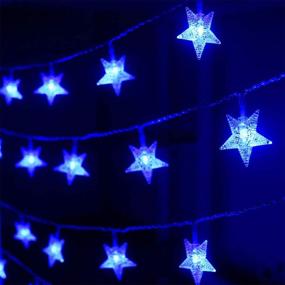 img 1 attached to 🔷 Mankinlu Star String Lights: 25 ft 50 LED Battery Operated Christmas Lights with Remote Control - Waterproof Chanukah Decorations for Hanukkah, Wedding, Christmas Tree - Blue