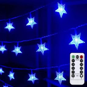 img 4 attached to 🔷 Mankinlu Star String Lights: 25 ft 50 LED Battery Operated Christmas Lights with Remote Control - Waterproof Chanukah Decorations for Hanukkah, Wedding, Christmas Tree - Blue