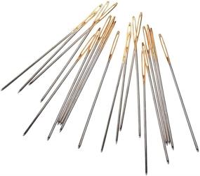 img 2 attached to 🧵 Pack of 100 Cross Stitch Needles with Stainless Steel Needle Threader | Golden Large Eye Embroidery Hand Needles for Sewing | Transparent Box Set | Sizes 22#, 24#, 26# (24#)