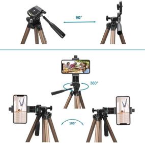 img 1 attached to 📸 51in Adustable Phone Tripod Stand with Bluetooth Remote - Champagne: Perfect for Video Recording and Photo Capturing with iPhone, Android, DSLR Camera, GoPro, and Action Camera
