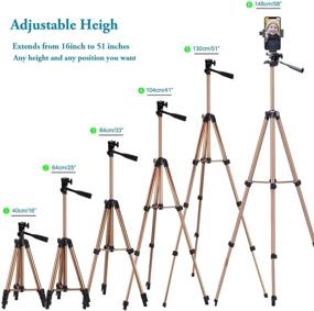img 2 attached to 📸 51in Adustable Phone Tripod Stand with Bluetooth Remote - Champagne: Perfect for Video Recording and Photo Capturing with iPhone, Android, DSLR Camera, GoPro, and Action Camera