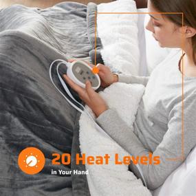 img 1 attached to 🔥 Degrees of Comfort Sherpa Soft Dual Control Electric Blanket King Size: Ultimate Heating and Comfort with Double Zone, 20 Heat Settings, 1-10 Hour Automatic Shut Off - Washable - 100" X 90" Grey