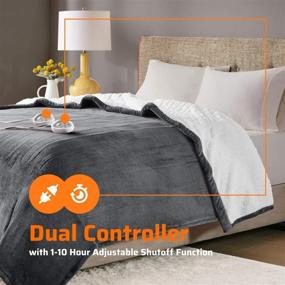 img 3 attached to 🔥 Degrees of Comfort Sherpa Soft Dual Control Electric Blanket King Size: Ultimate Heating and Comfort with Double Zone, 20 Heat Settings, 1-10 Hour Automatic Shut Off - Washable - 100" X 90" Grey