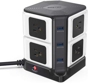 img 4 attached to 💡 Black and White USB Power Strip with Wireless Charger - BESTEK 8-Outlet Surge Protector and 40W 6-Port USB Charging Dock Station, ETL Listed, 1500 Joules - Ideal Dorm Room Accessories