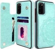 🌸 samsung galaxy s20 case - mmhuo flower flip wallet case with card holder, full cover protective phone case for women, mint logo