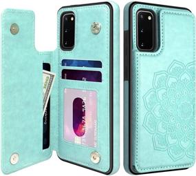 img 4 attached to 🌸 Samsung Galaxy S20 Case - MMHUO Flower Flip Wallet Case with Card Holder, Full Cover Protective Phone Case for Women, Mint