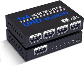 img 4 attached to NerdEthos 4k HDMI сплиттер V1.4b с адаптером AC - 1х4 питаемый HDMI сплиттер для дублирования мониторов с отражением, поддержка 4kx2k 30 Гц 3D HDCP1.4