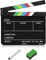 🎬 10x12" flexzion clapper board: acrylic plastic director's slateboard for film studio, home movie, and video recording with dry erase surface and color sticks logo