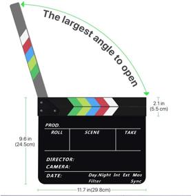 img 3 attached to 🎬 10x12" Flexzion Clapper Board: Acrylic Plastic Director's Slateboard for Film Studio, Home Movie, and Video Recording with Dry Erase Surface and Color Sticks