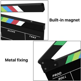 img 1 attached to 🎬 10x12" Flexzion Clapper Board: Acrylic Plastic Director's Slateboard for Film Studio, Home Movie, and Video Recording with Dry Erase Surface and Color Sticks