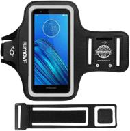 📱 motorola moto e6/g7 play armband, bumove running armband for gym workouts & sports, cell phone holder with key/card pocket (black) logo