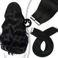 💇 moresoo 20 inch black tape in human hair extensions | remy seamless pu tape in extensions adhesive | jet black #1 color | thick hair tape ins | 100g (40 pieces) logo