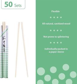 img 1 attached to 🥢 Pack of 50 Pairs of Sturdy Wooden Chopsticks - Smooth Finish, Individually Wrapped Disposable Chopsticks