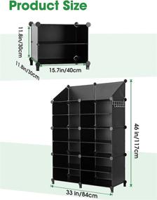 img 3 attached to Puroma Нескладной шкаф для организации обуви с возможностью ставить один на другой, пластиковый стеллаж для хранения обуви из 6 кубиков, с деревянным молотком для дома, офиса, спальни - черный.