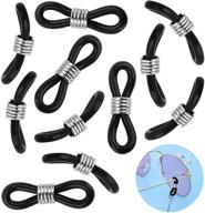 inovat 100 pcs rubber connector ends for glasses necklace chain – 21x6mm nickel tone, black color logo
