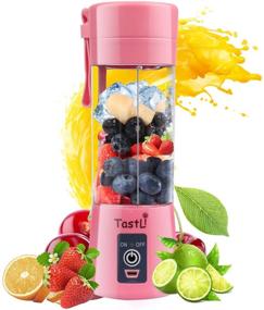 img 4 attached to 🍉 Portable Blender TastLi: Mini Fruit Juicer Cup for Juice Shakes & Smoothies – 13oz Bottles, 6 Blades, USB Rechargeable (Pink)